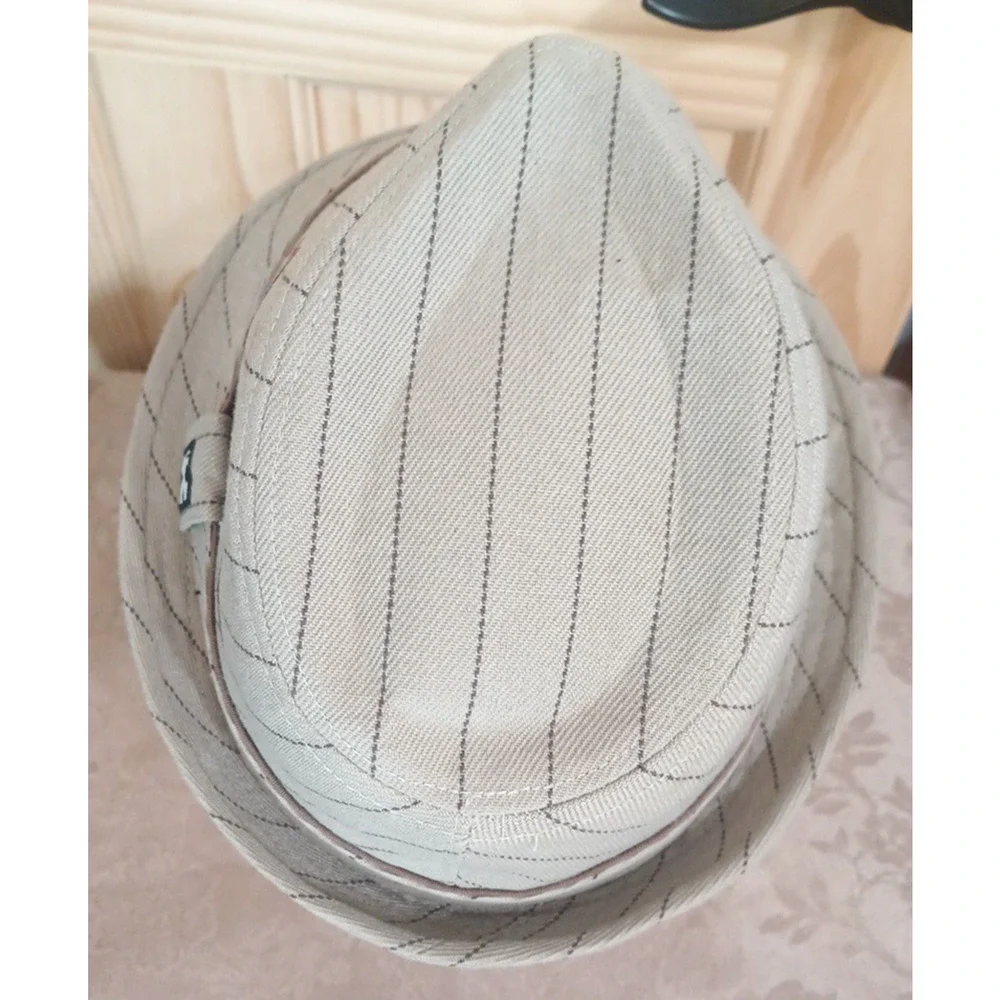 Kenny K. Beige Brim Embroidered Lined Fedora Hat 100% Cotton XL